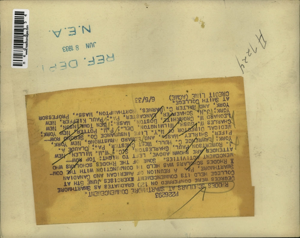 1933 Press Photo Degrees conferred on 120 graduates at Swarthmore College