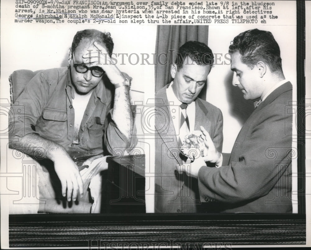 1957 Press Photo Mr. Nielson Arrested For The Murder Of HIs Wife