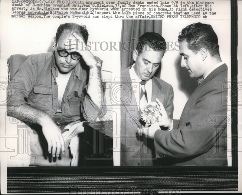 Load image into Gallery viewer, 1957 Press Photo Mr. Nielson Arrested For The Murder Of HIs Wife
