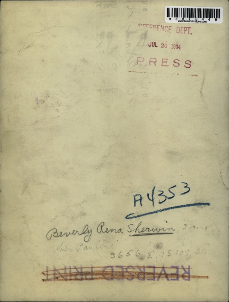 1934 Press Photo Beverly Rena Sherwin with Pauline