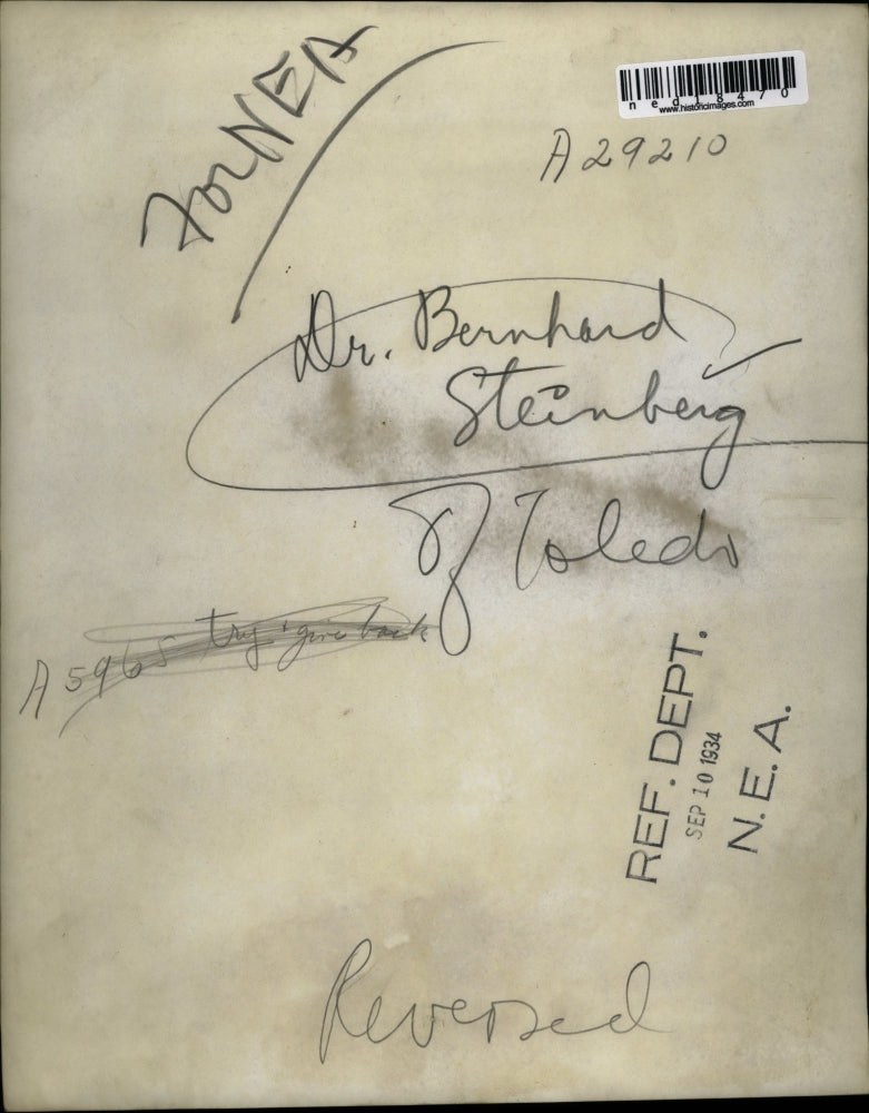 1934 Press Photo Dr Bernhard Steinberg of Toledo Ohio