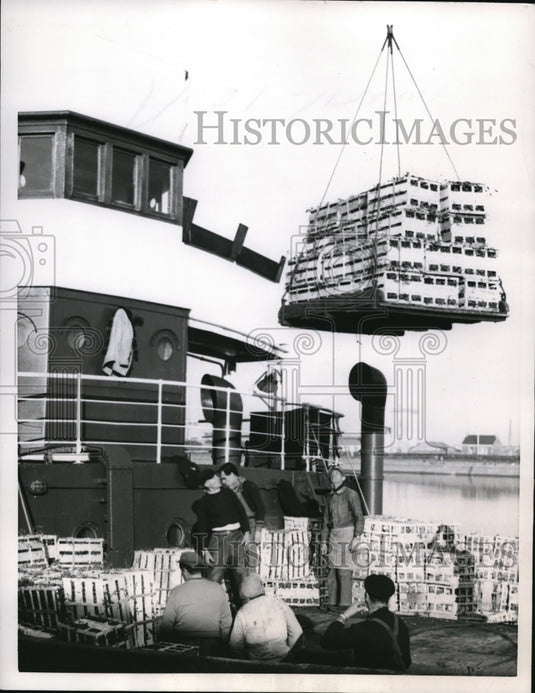 1957 Press Photo Saint Malo France kisses will be plentifulto judge from cargo
