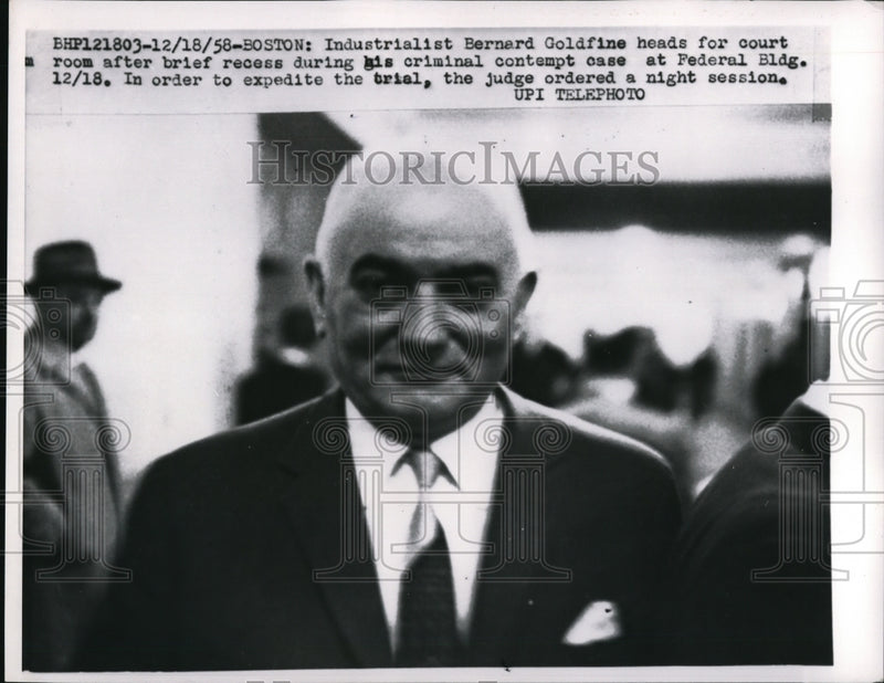 Load image into Gallery viewer, 1958 Press Photo Industrialist Bernard Goldfine heads for Federal Building trial

