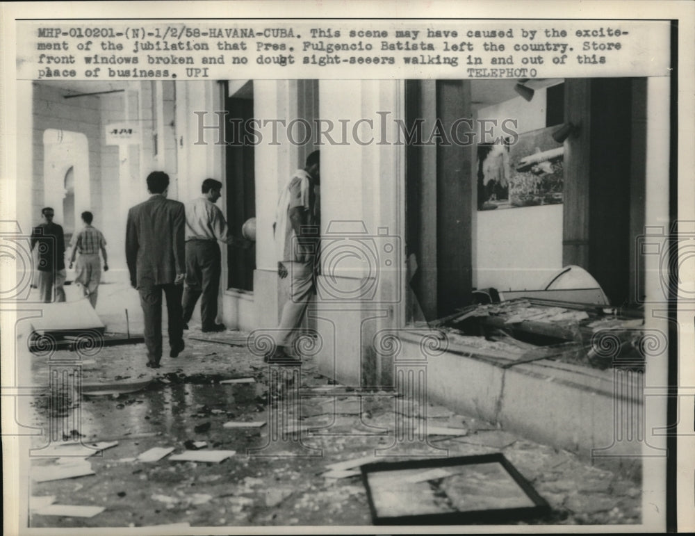 1958 Press Photo Damage after jubilation of President Batista leaving country