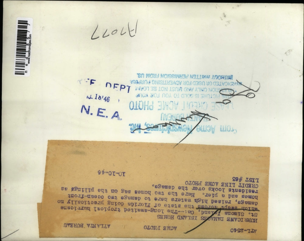 1946 Press Photo St Simoms Island Ga hurricane damage along coast