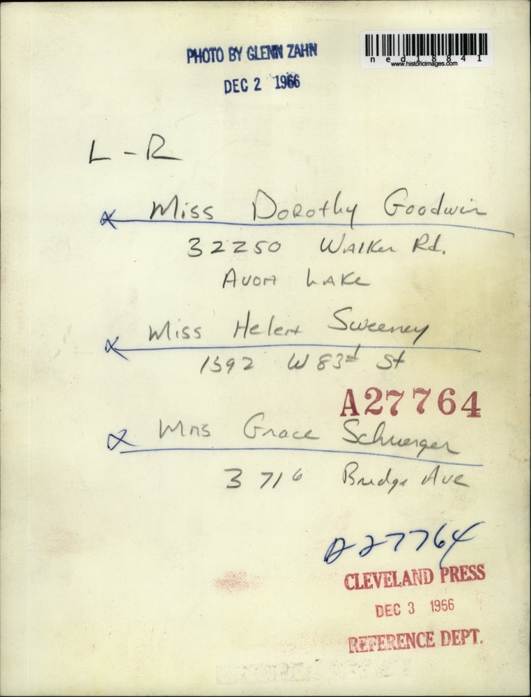 1966 Press Photo Dorothy Goodwin, Helen Sweeney and Grace Schuerger