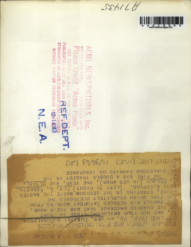 1943 Press Photo Mrs Russell McDonaldson, Roy, Kenneth, Welmon, and Bethal