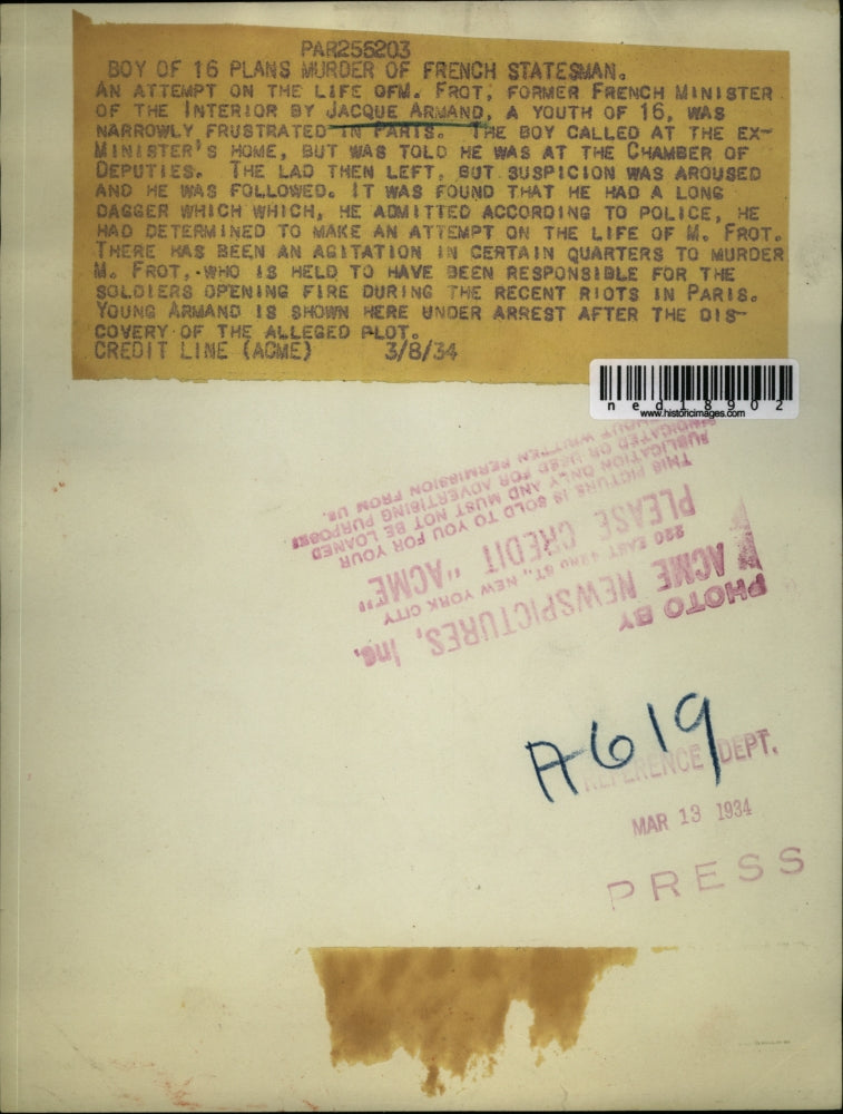 1934 Press Photo Jacque Arnand in Paris