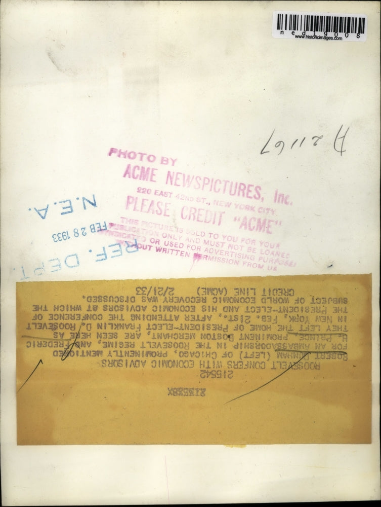 1933 Press Photo Robert Dunham And Frederic H. Prince In New York - ned19008