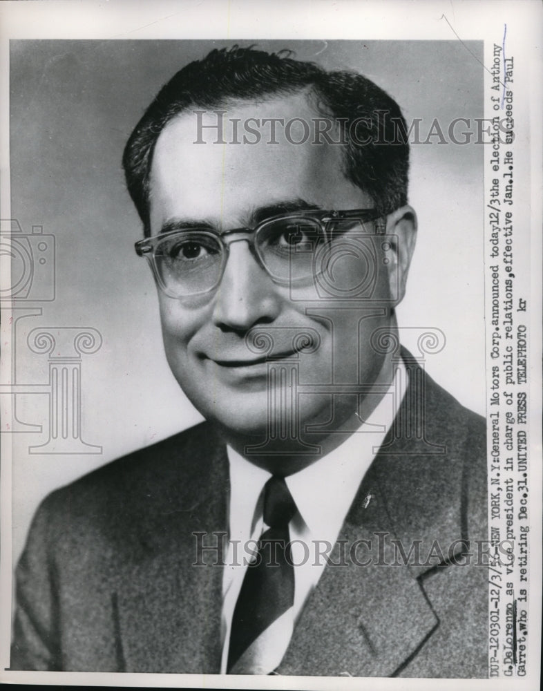 1956 Press Photo Anthony G. DeLorenzo Elected Vice President Of Public Relations