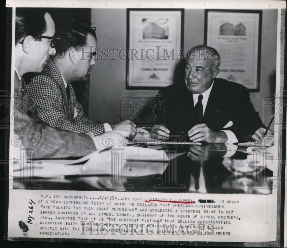 1954 Press Photo Bernard F. Gimbel at a News Conference