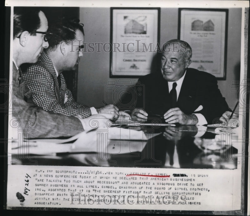 Load image into Gallery viewer, 1954 Press Photo Bernard F. Gimbel at a News Conference
