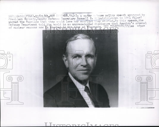 1961 Press Photo Deputy Defense Secretary Roswell I. Gilpatric