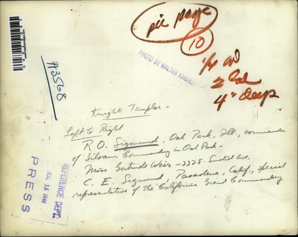 1940 Press Photo Templer R.O. Sigmued and C.E Sigmued with Miss Gertrude Weir