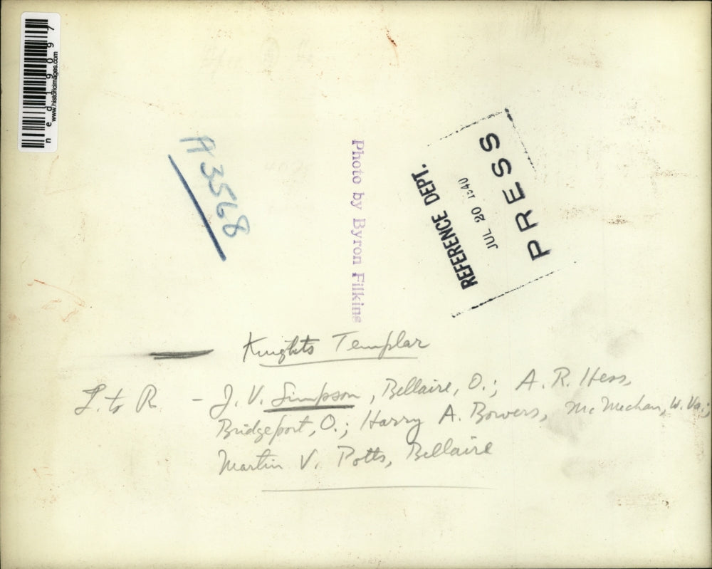 1940 Press Photo Knights Templer J.V. Simpson, Bellaire, O, A.R Ibess,