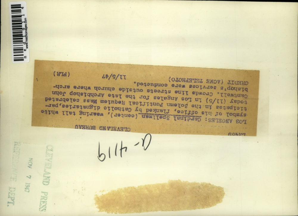 1947 Press Photo Cardinal Spellman participates in Solemn Pontifical Requim