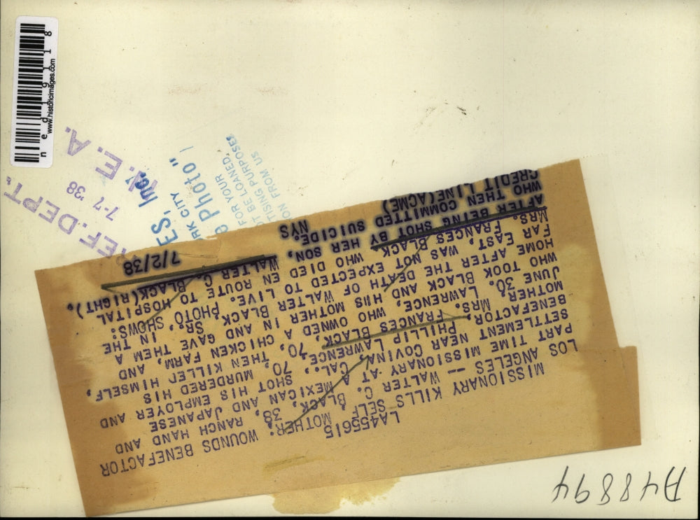 1938 Press Photo Los Angeles Walter C Black shot his employer and benafactor