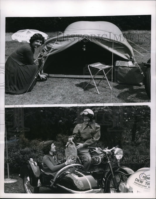 1954 Press Photo Berlin Germany Pneumatic tents for camping demoed - ned19206