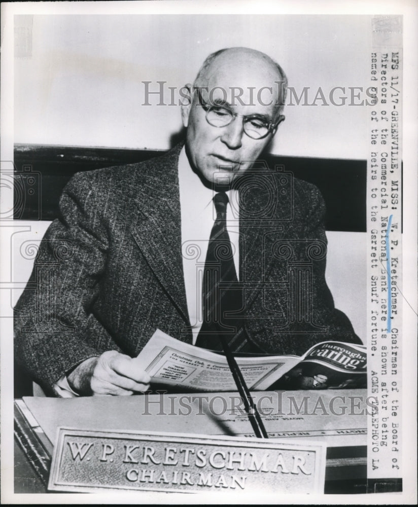 1950 Press Photo Greensville Miss WP Kretschmer chairman of Commercial Banking