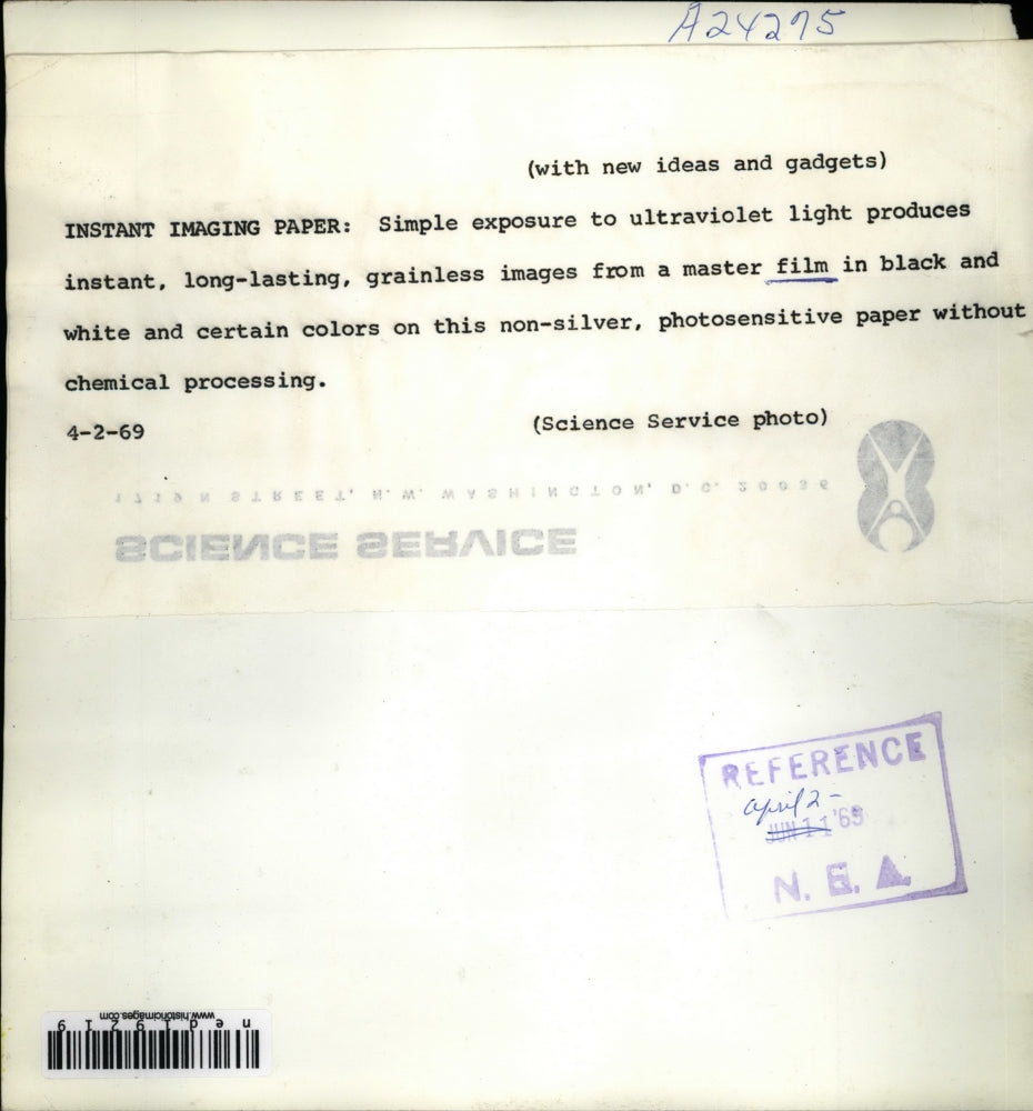 1965 Press Photo Ultraviolet light images on photosensitive paper