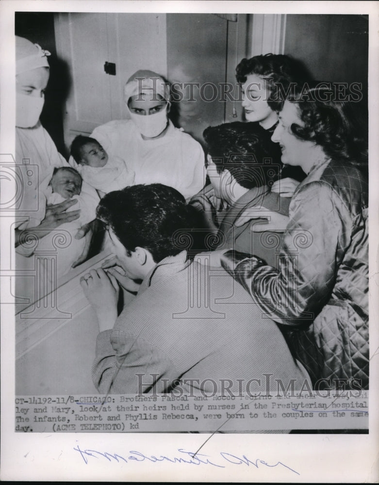 Load image into Gallery viewer, 1951 Press Photo Chicago Pascal &amp; Rocco Pacinio withh sisters Rbt &amp; Phyliss Rebe
