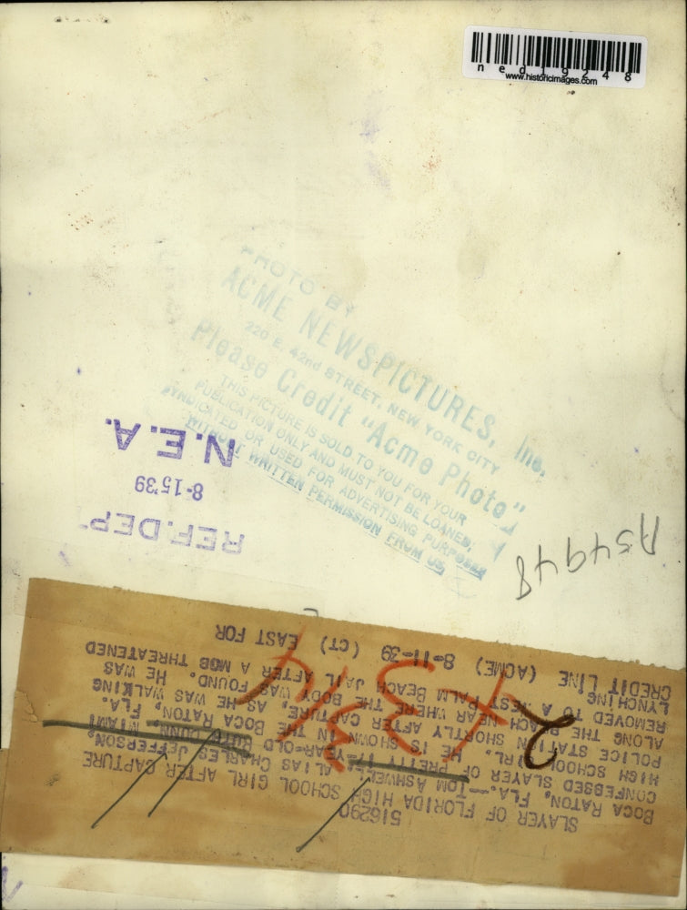 1939 Press Photo Boca Raton Fla.Tom Ashwell alias Charles Jerrerson murderer