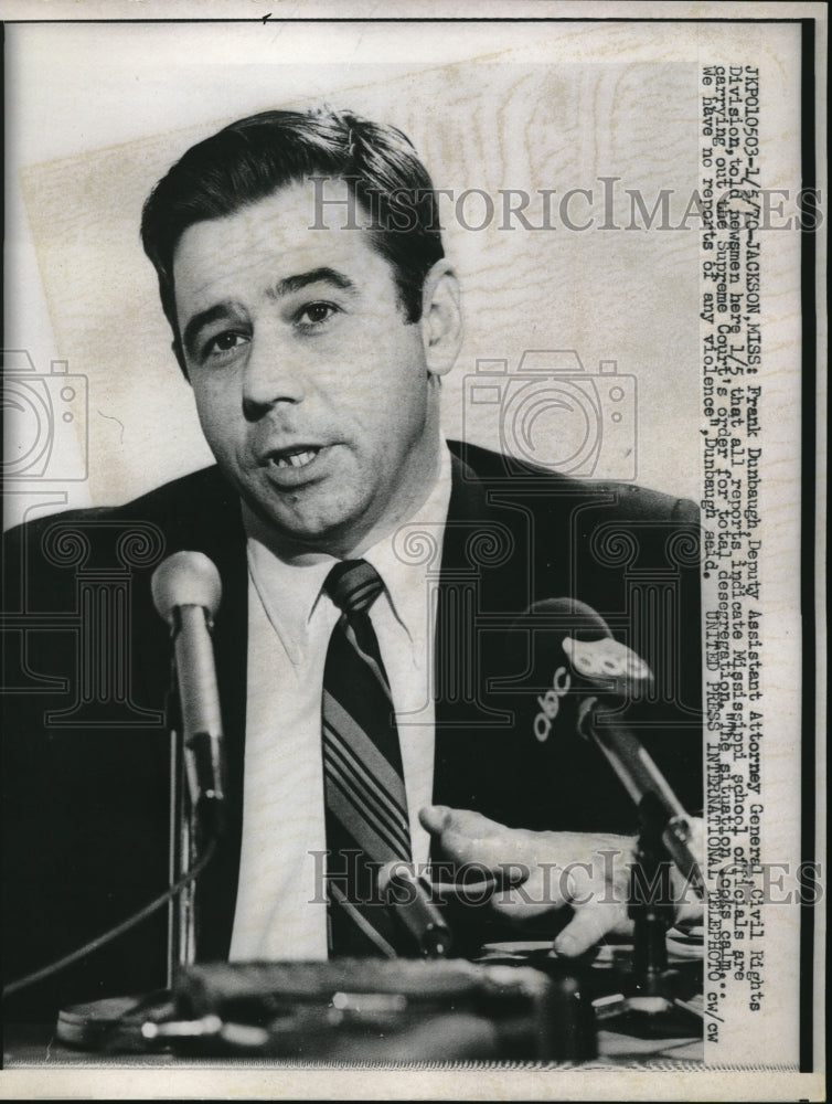 1970 Press Photo Jackson Miss Frank Dunbaugh Deputy Asst Attorney General Civil