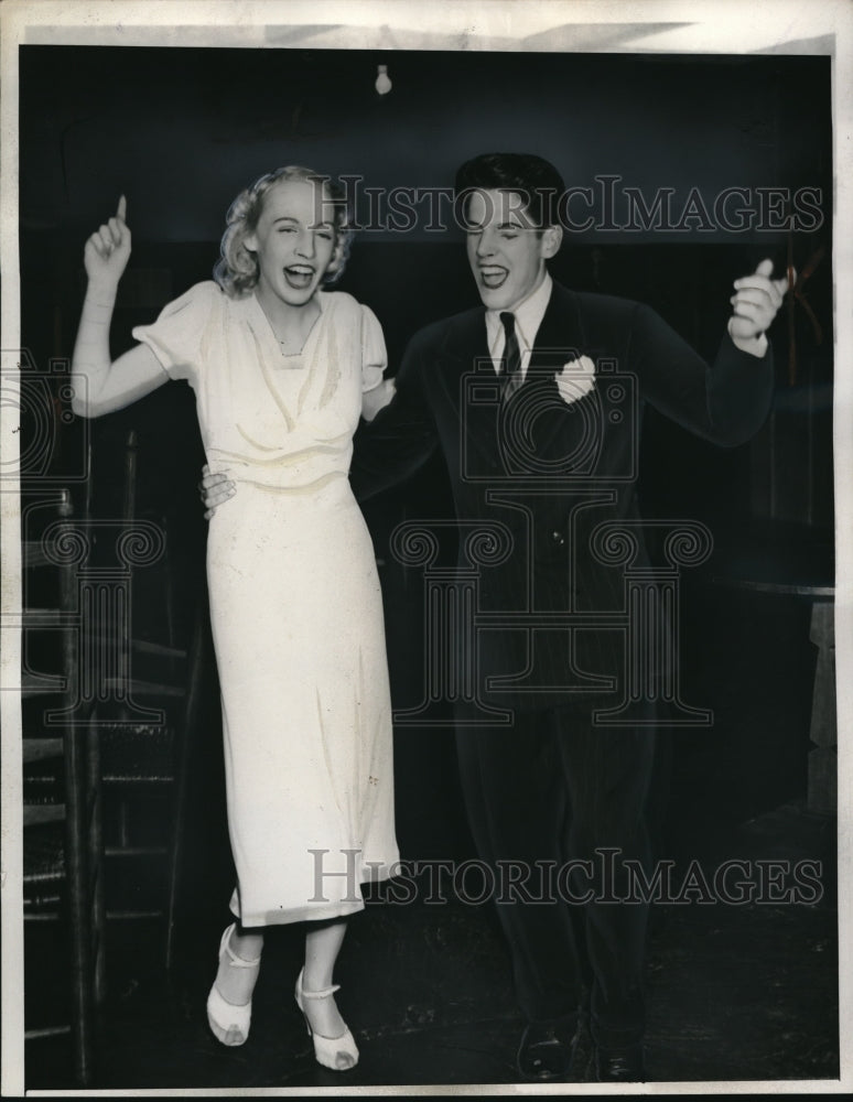 Load image into Gallery viewer, 1938 Press Photo William Dobbs and his bride Andrea Luckenbach danced at
