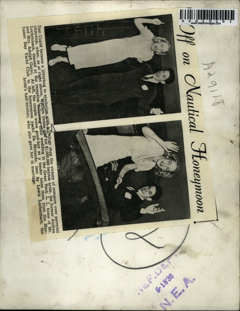 1938 Press Photo William Dobbs and his bride Andrea Luckenbach danced at