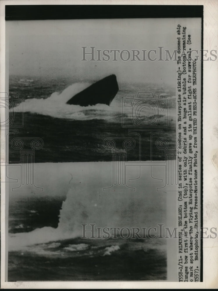 1952 Press Photo Falmoush England Flying Enterprise Sinking Ship - ned19403