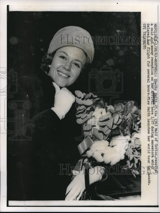 1963 Press Photo Montreal Shelby Smith Maid Of Cotton World Tour Canada