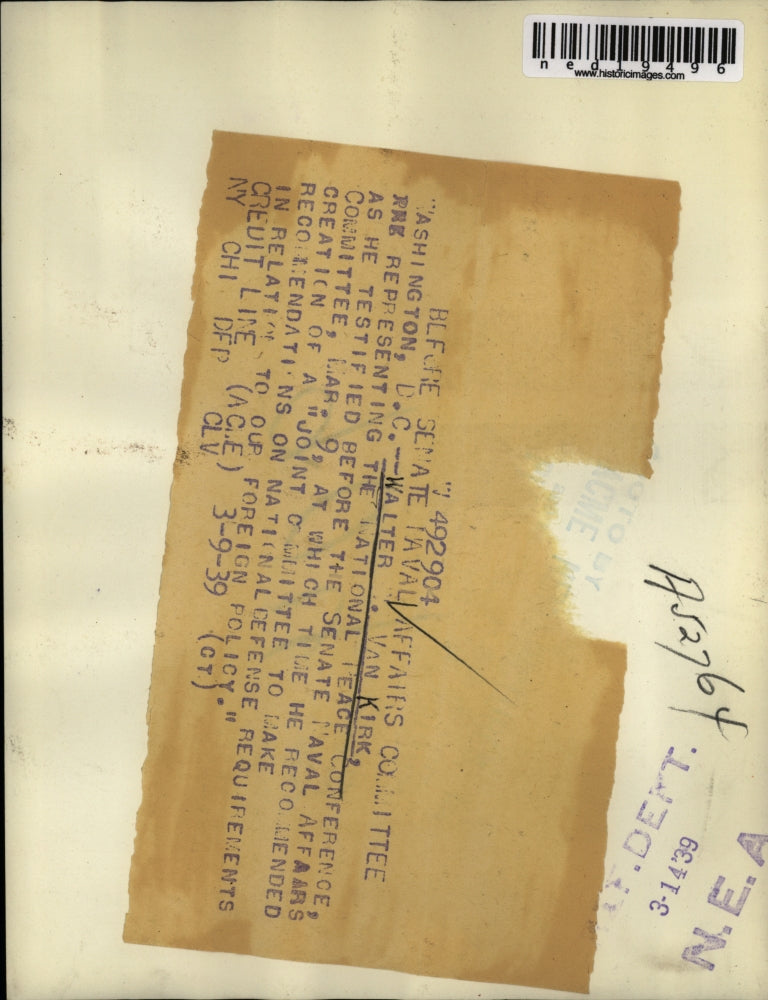 1939 Press Photo Washington DC Walter Van Kirk representing National Peace