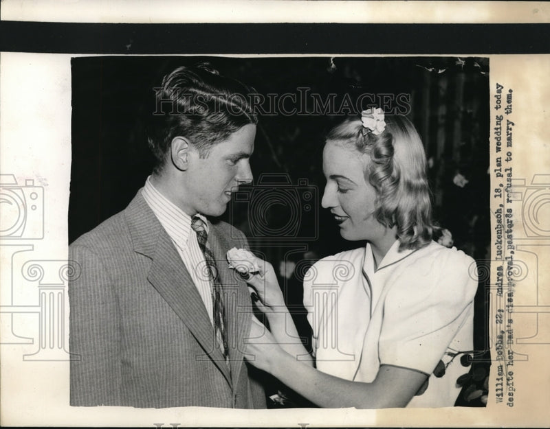 Load image into Gallery viewer, 1938 Press Photo William Dobbs and Andrea Luckenbach to get married
