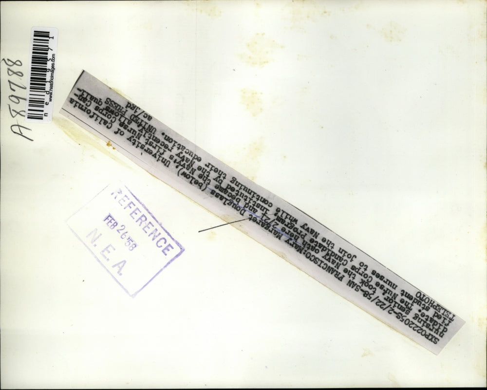 1958 Press Photo Navy's first Nurse Corps candidate Margaret Douglass