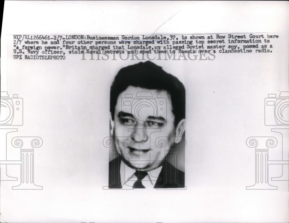 1961 Press Photo Gordon Lonsdale at Bow Street Court