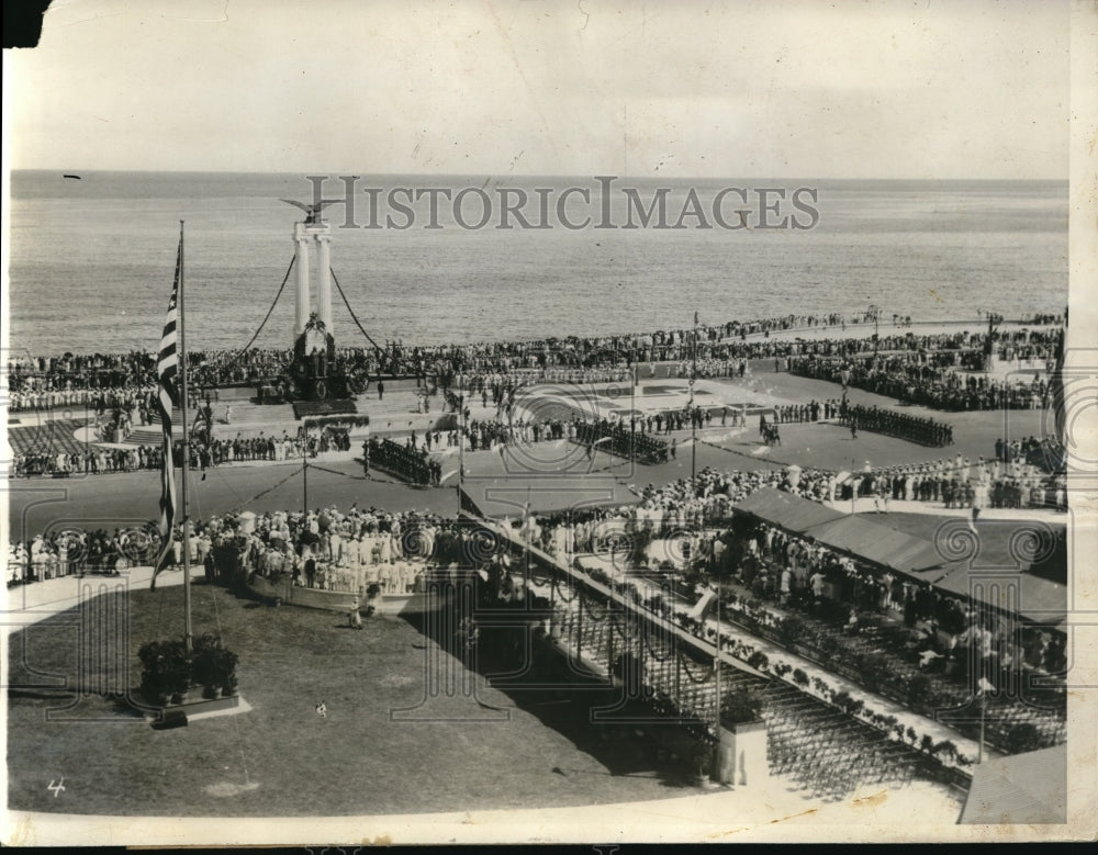 1928 Press Photo American Vets with Cuban Army in Memorial Ceremony in Havan