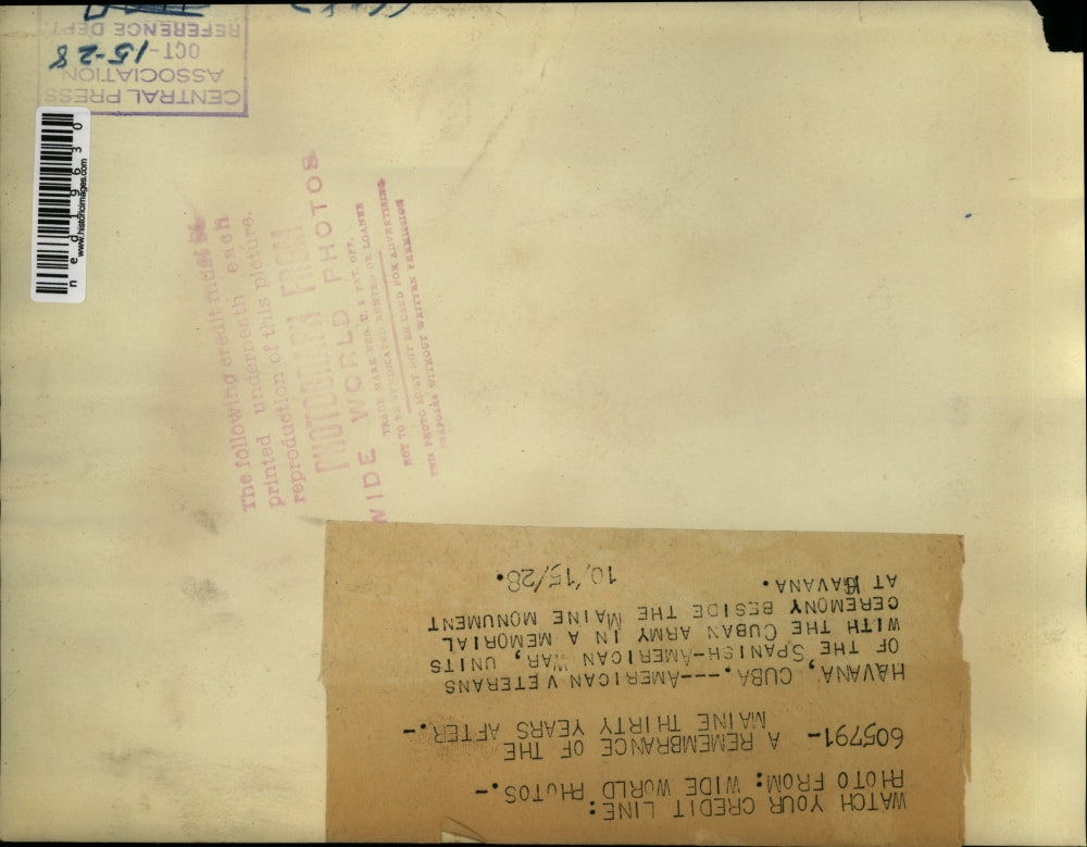 1928 Press Photo American Vets with Cuban Army in Memorial Ceremony in Havan