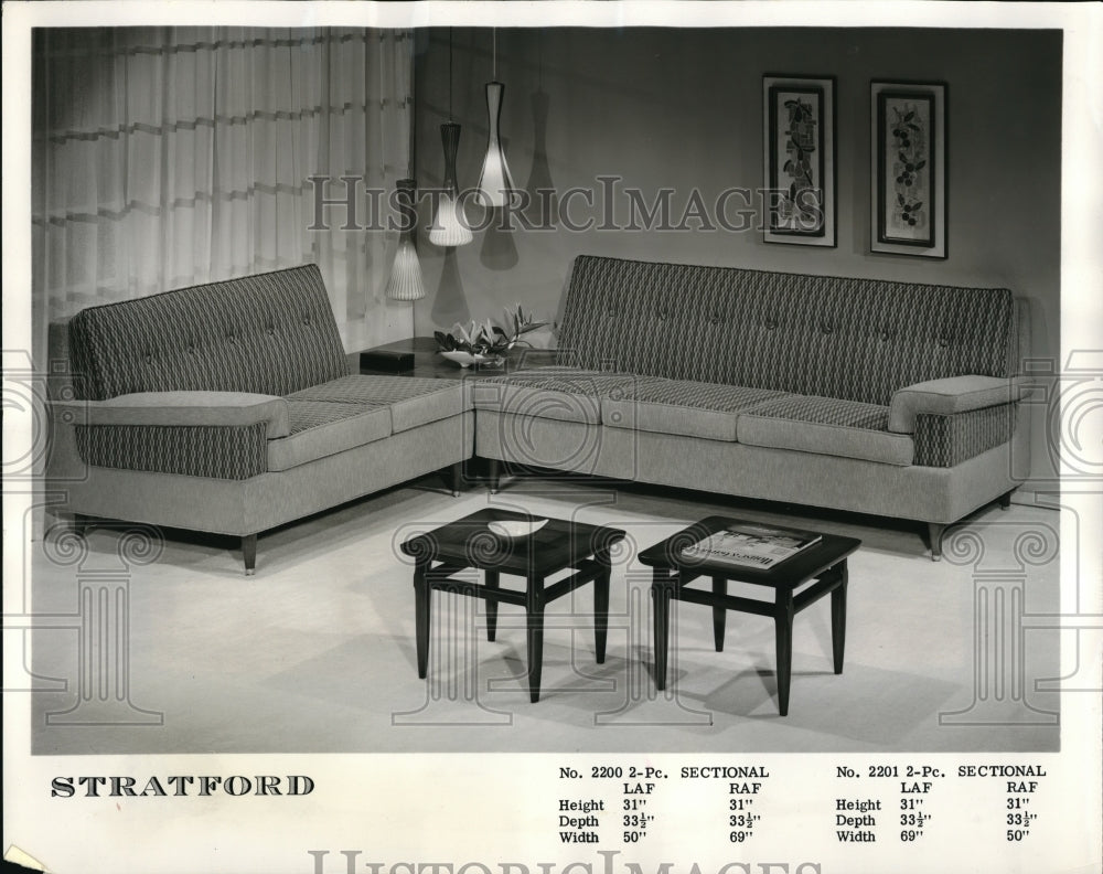 1959 Press Photo one of sofa arrangements possible with Futorian-Stratford