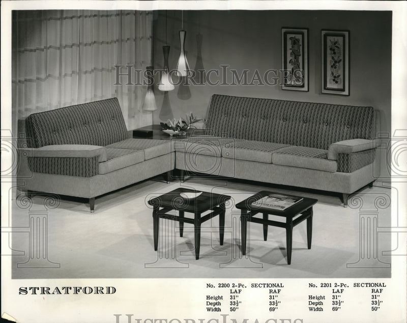 Load image into Gallery viewer, 1959 Press Photo one of sofa arrangements possible with Futorian-Stratford

