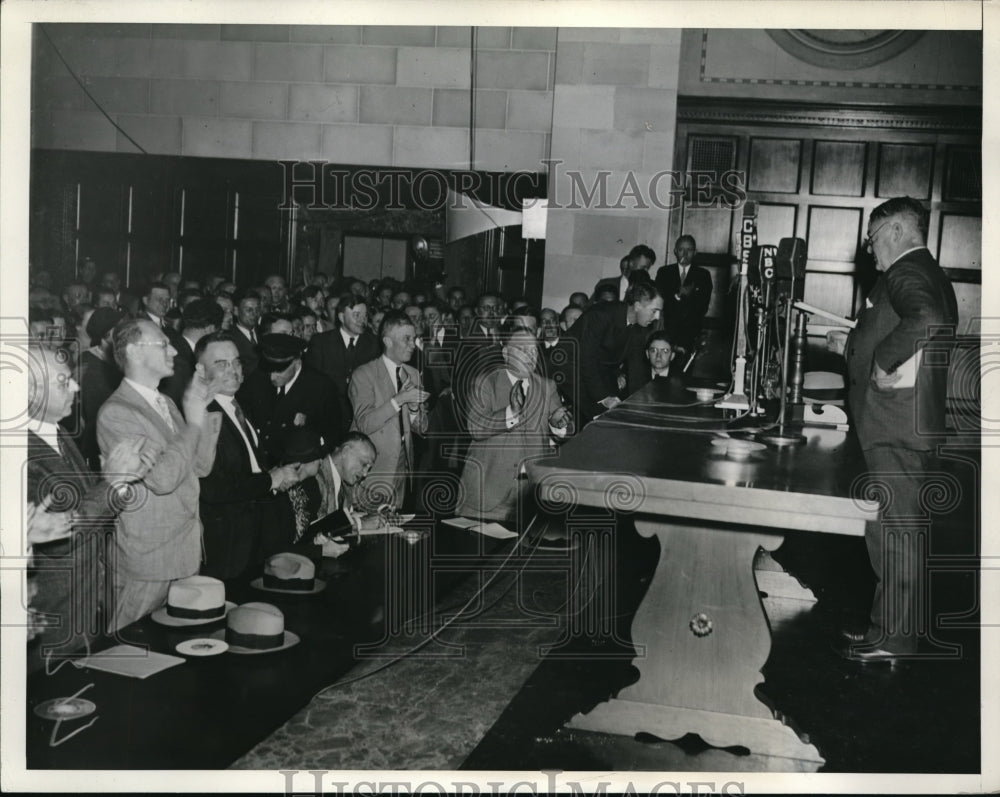1934 Press Photo Hugh Johnson Washington NRA Radio His Dramatic Exit