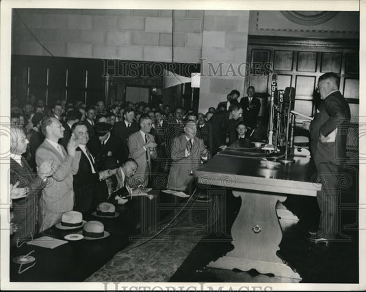 1934 Press Photo Hugh Johnson Washington NRA Radio His Dramatic Exit