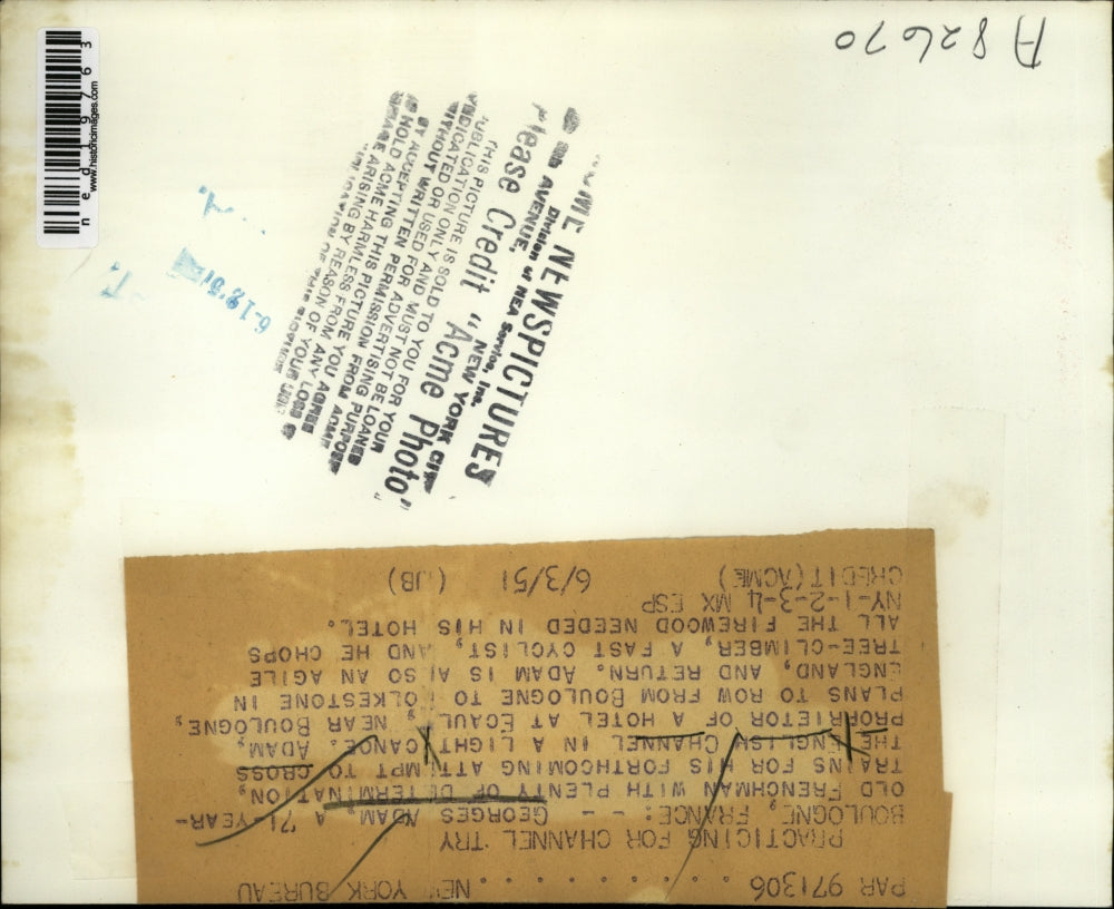 1951 Press Photo Boulogne FR, Georges Adam age 71, to row English Channel