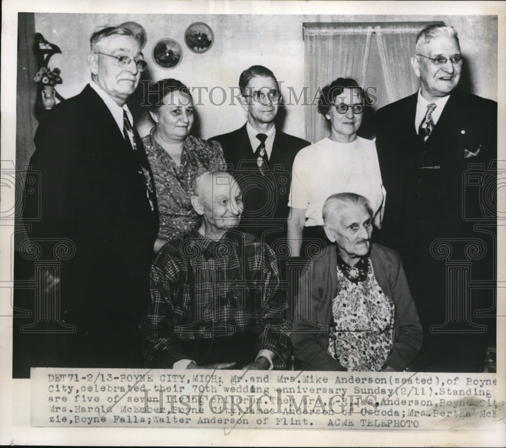 1951 Press Photo Mr. And Mrs. Mike Anderson Celebrate 70th Wedding Anniversary