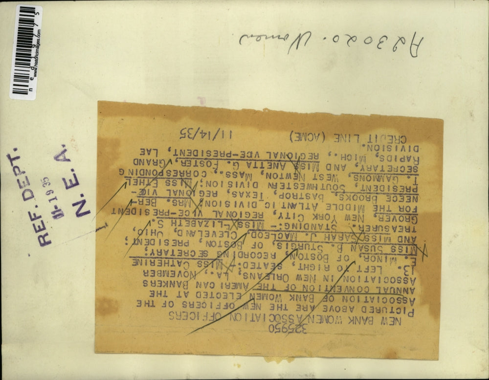 1935 Press Photo Bank Women Association Officers