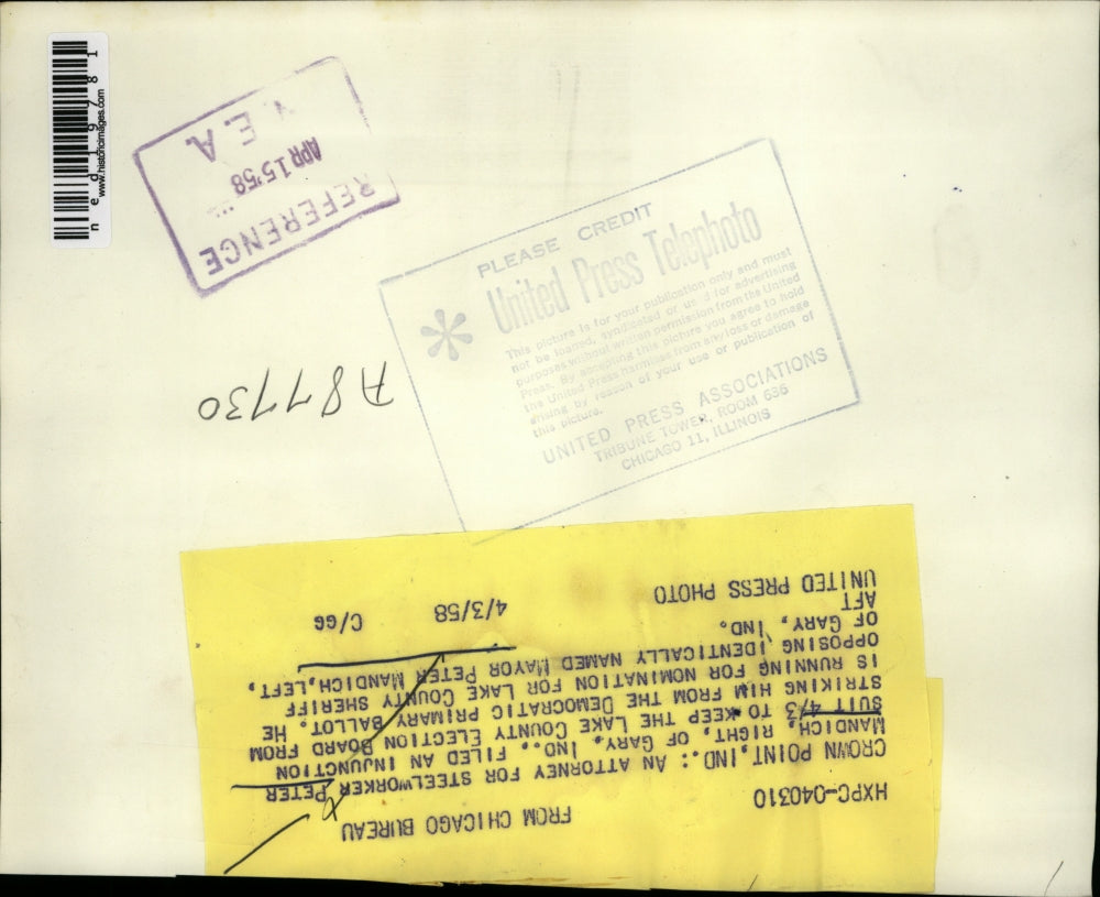 1958 Press Photo Peter Mandich 2 men with same name run for Lake County Sheriff