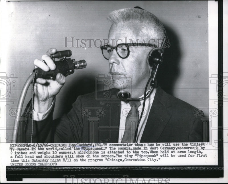 Load image into Gallery viewer, 1956 Press Photo Don Goddard using the tiniest tv camera in the world
