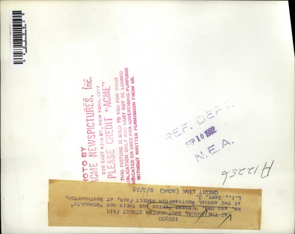 1932 Press Photo Southampton Herbert Weston Dos Schmultz At The Fair