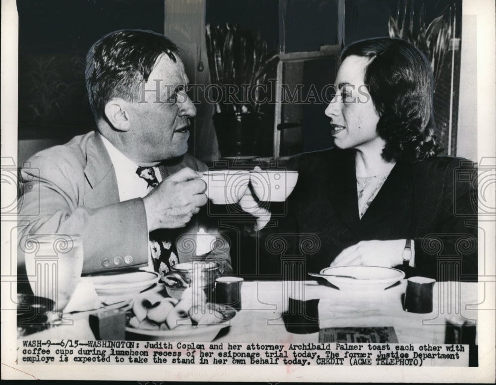 1949 Press Photo Washington Judith Coplen Archibald Palmer Trial On Luncheon