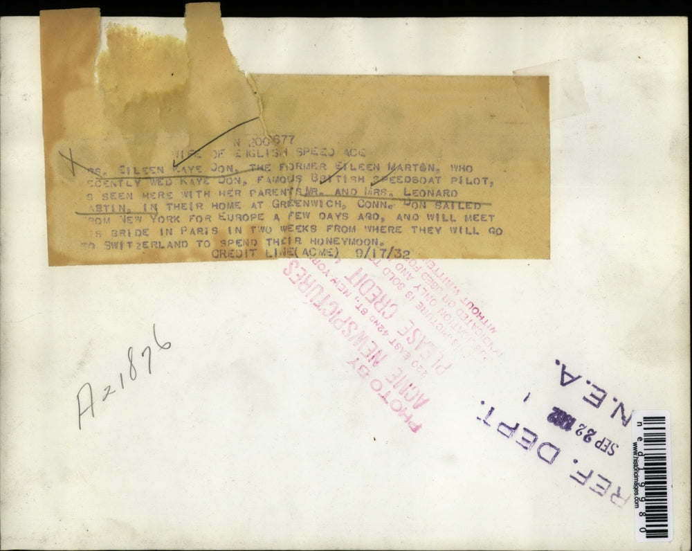 1932 Press Photo Mrs. Eileen Kaye Don with her parents