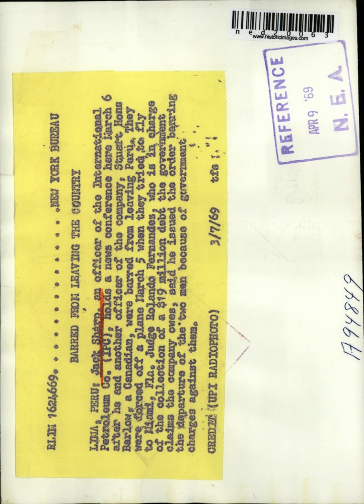 1969 Press Photo Jack Sharp; International Petroleum Co. officer